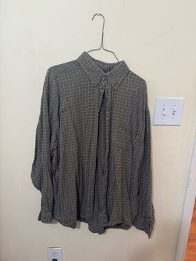 Wrangler Olive Green Plaid Button Shirt